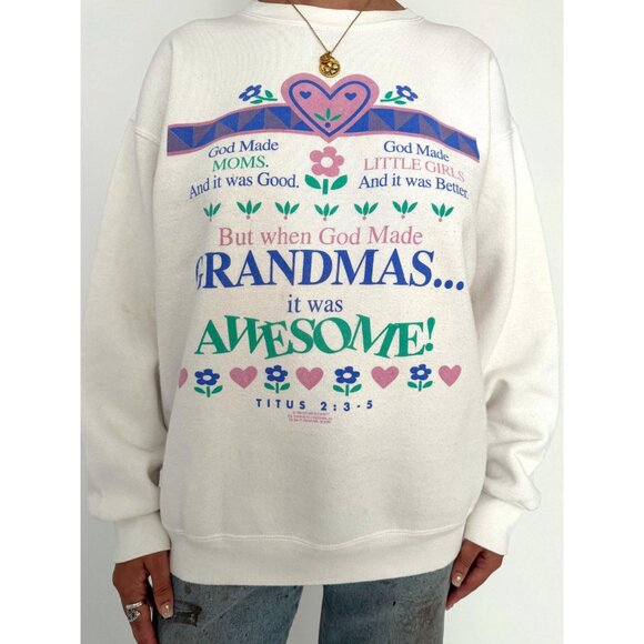 90s vintage grandma quote humor funny graphic novelty pullover sweatshirt large - Picture 7 of 10